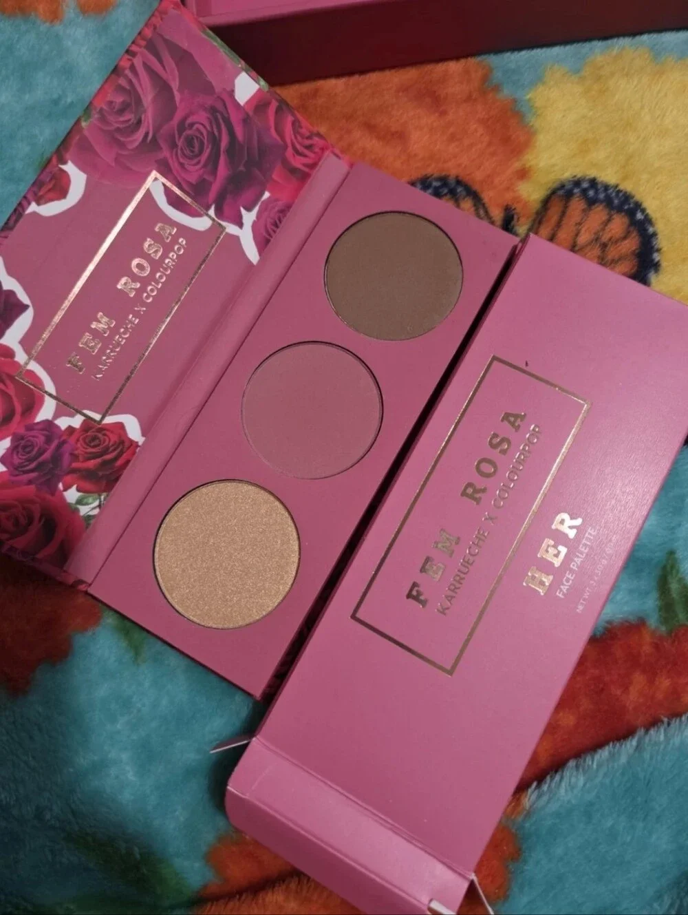 Colourpop Fem Rosa Karrueche Eyeshadow Palette Blush Lip Glossy Satin Set Of 4